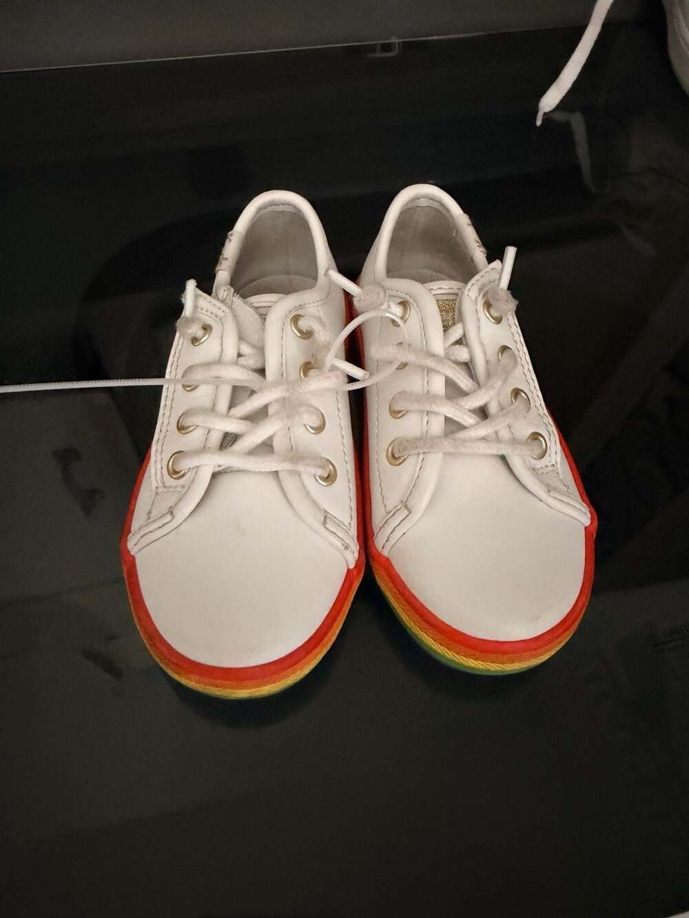Keds Kids Kickstart Seasonal White Leather Rainbow Sole Sneakers